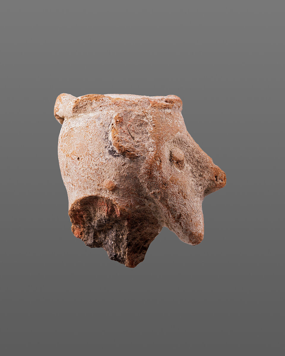 Head from a human figure, Pottery; paint