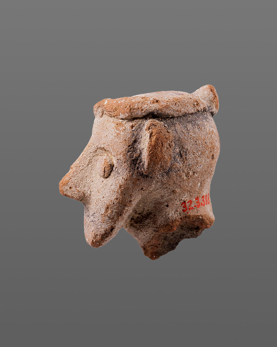 Head from a human figure, Pottery; paint