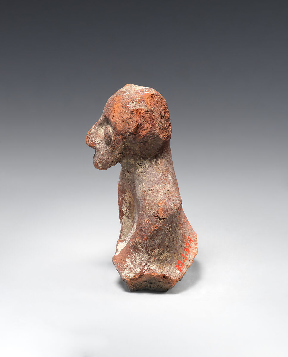 Head and torso of a male figure, Pottery; paint