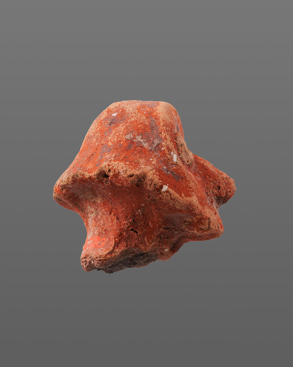 Head from a male figure, Pottery; paint