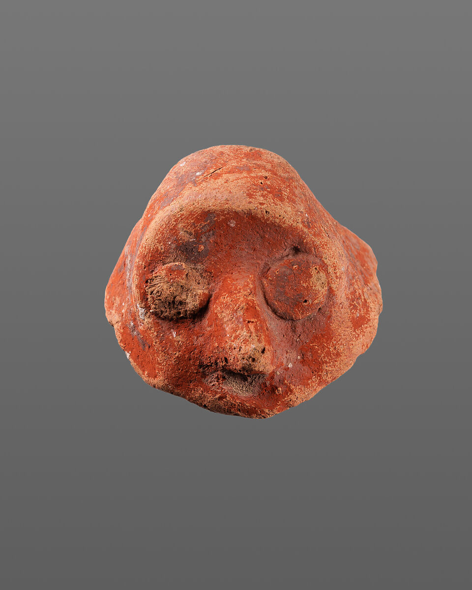 Head from a male figure, Pottery; paint