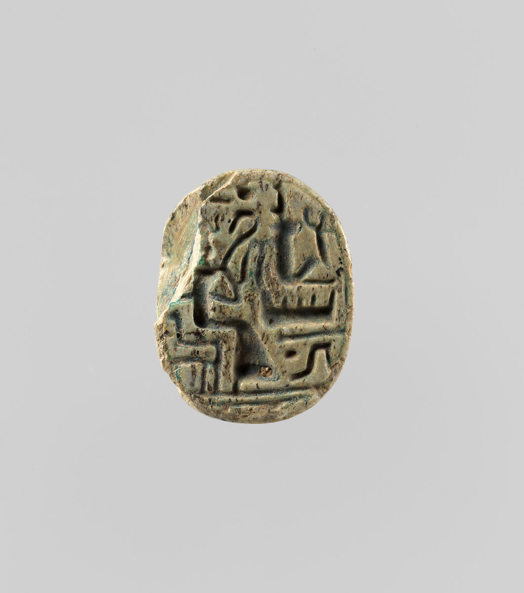 Scarab Inscribed with the Name of Ramesses IV, Steatite, traces of green glaze 