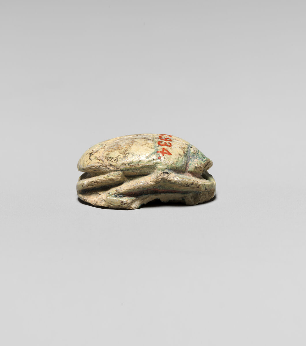 Scarab Inscribed with the Name of Ramesses IV, Steatite, traces of green glaze