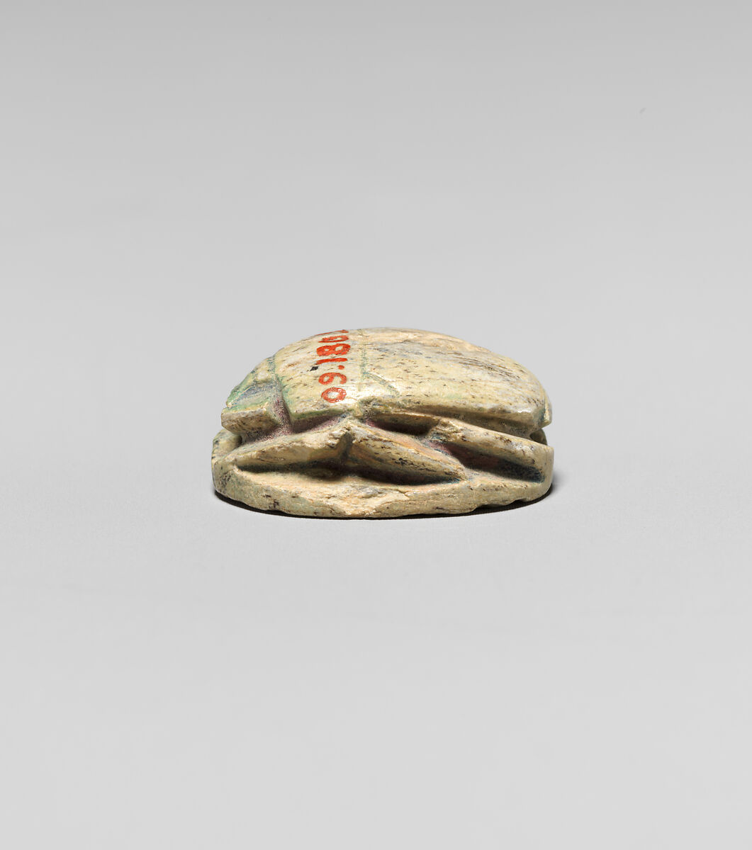 Scarab Inscribed with the Name of Ramesses IV, Steatite, traces of green glaze
