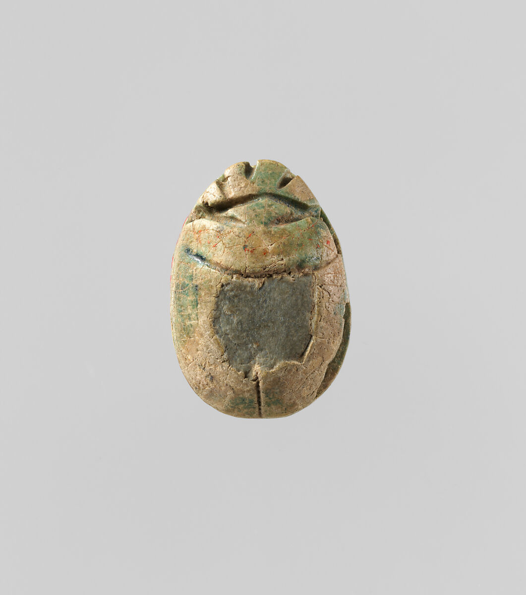 Scarab with the Representation of a Sphinx, Green glazed steatite
