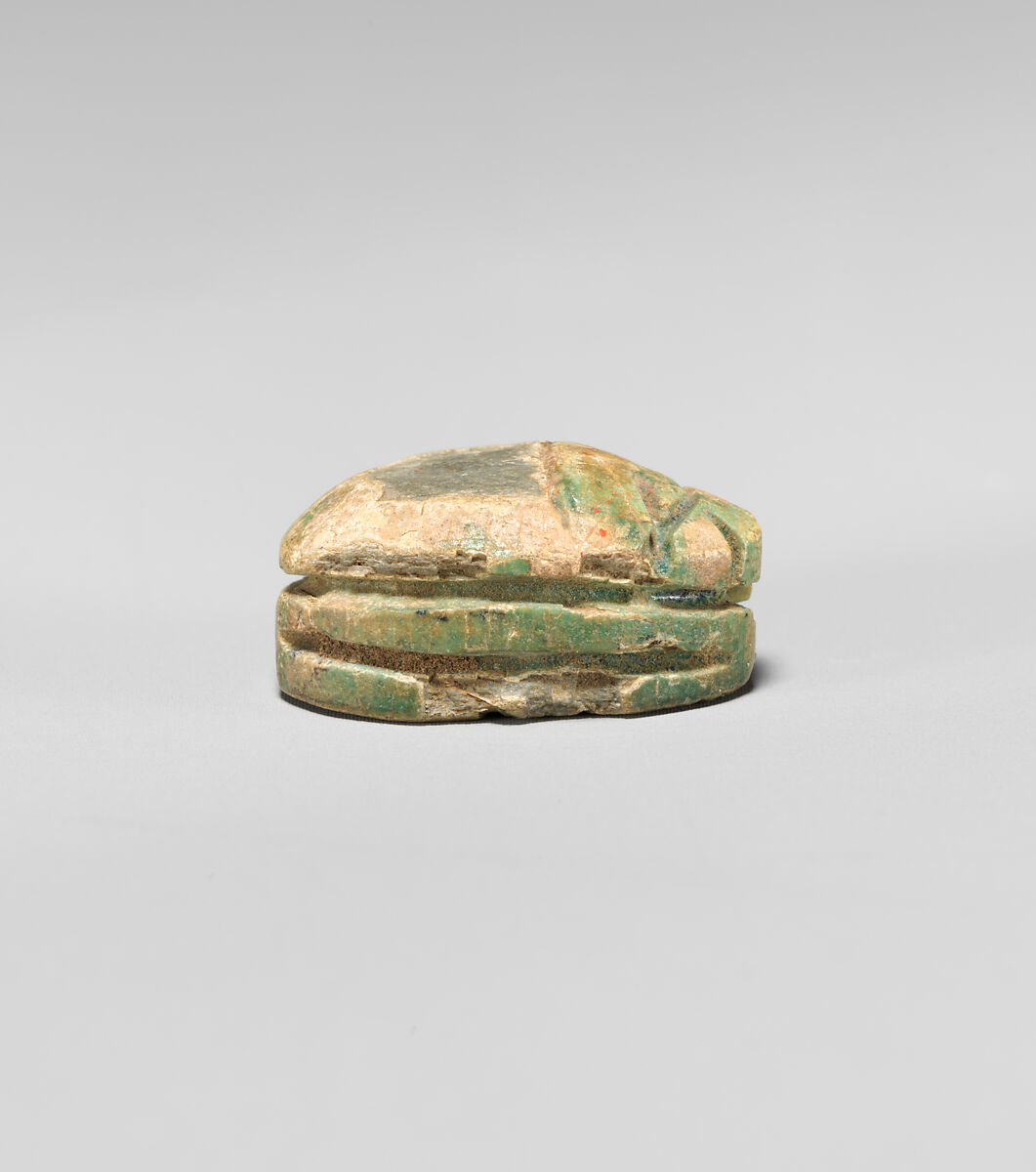 Scarab with the Representation of a Sphinx, Green glazed steatite