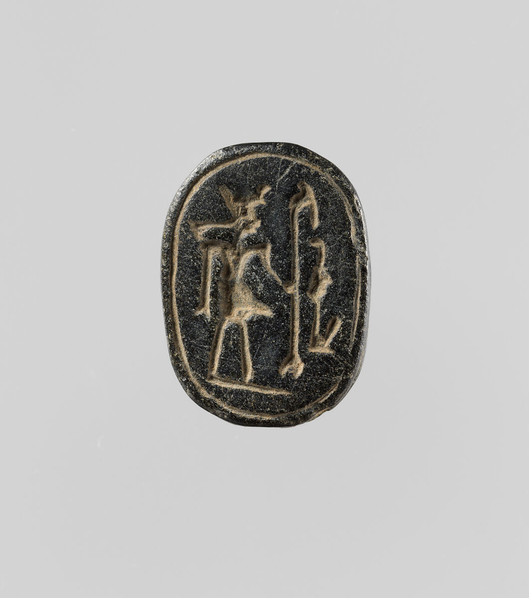 Scarab with Representation of Baal, Black steatite 