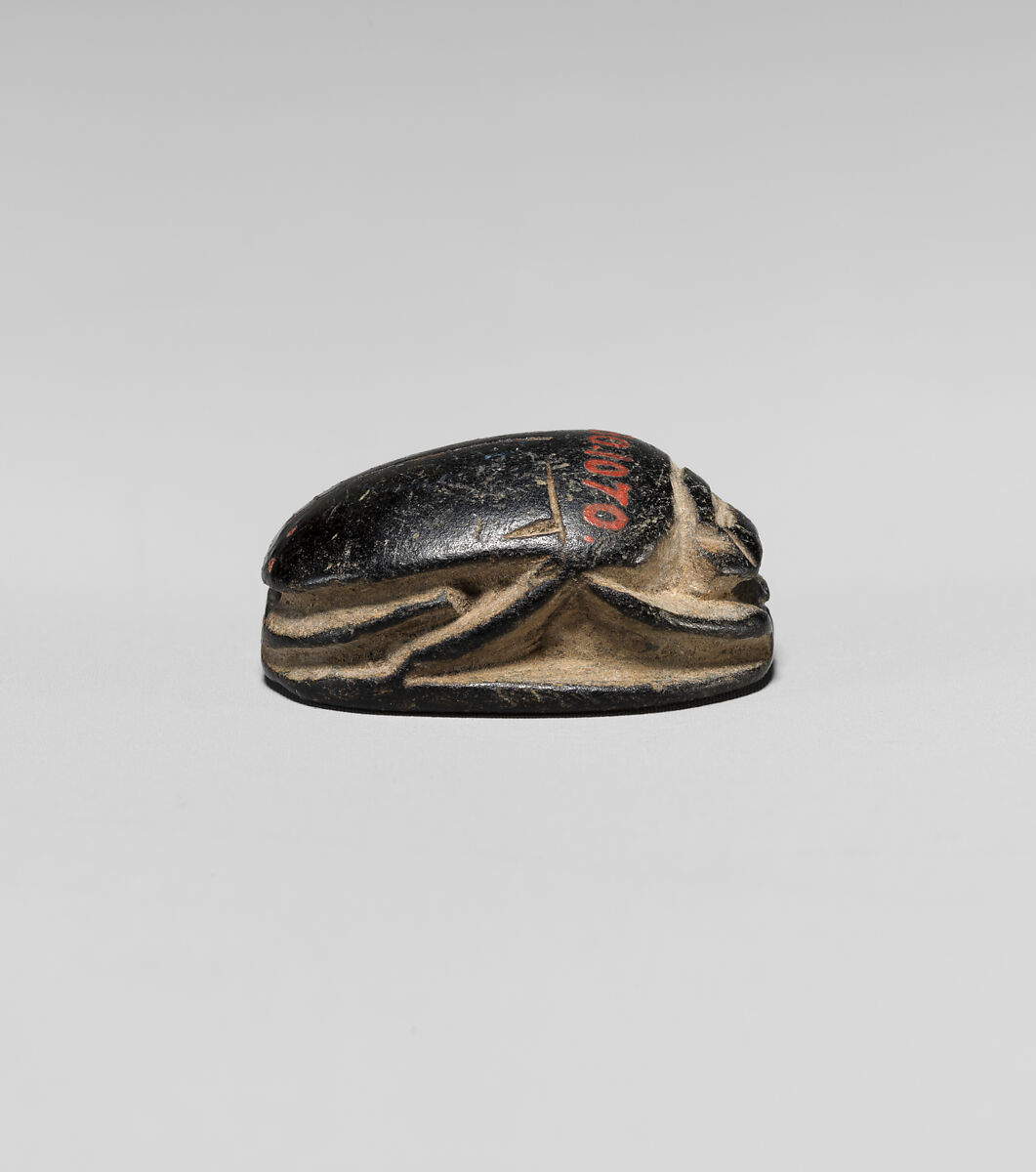 Scarab with Representation of Baal, Black steatite