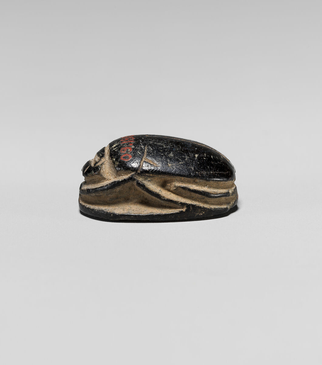 Scarab with Representation of Baal, Black steatite