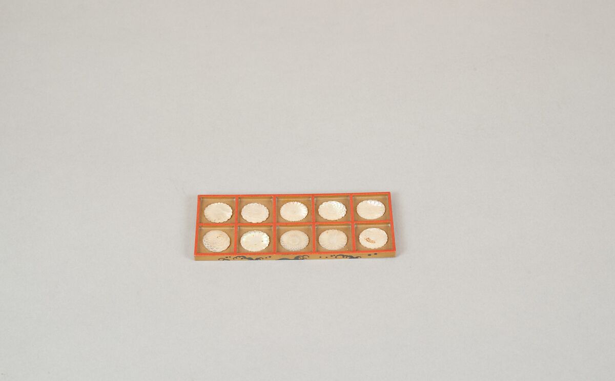 Incense Box with Design of Camellia, Autumn Grasses, and Tree, Gold and silver maki-e on red lacquer, Japan