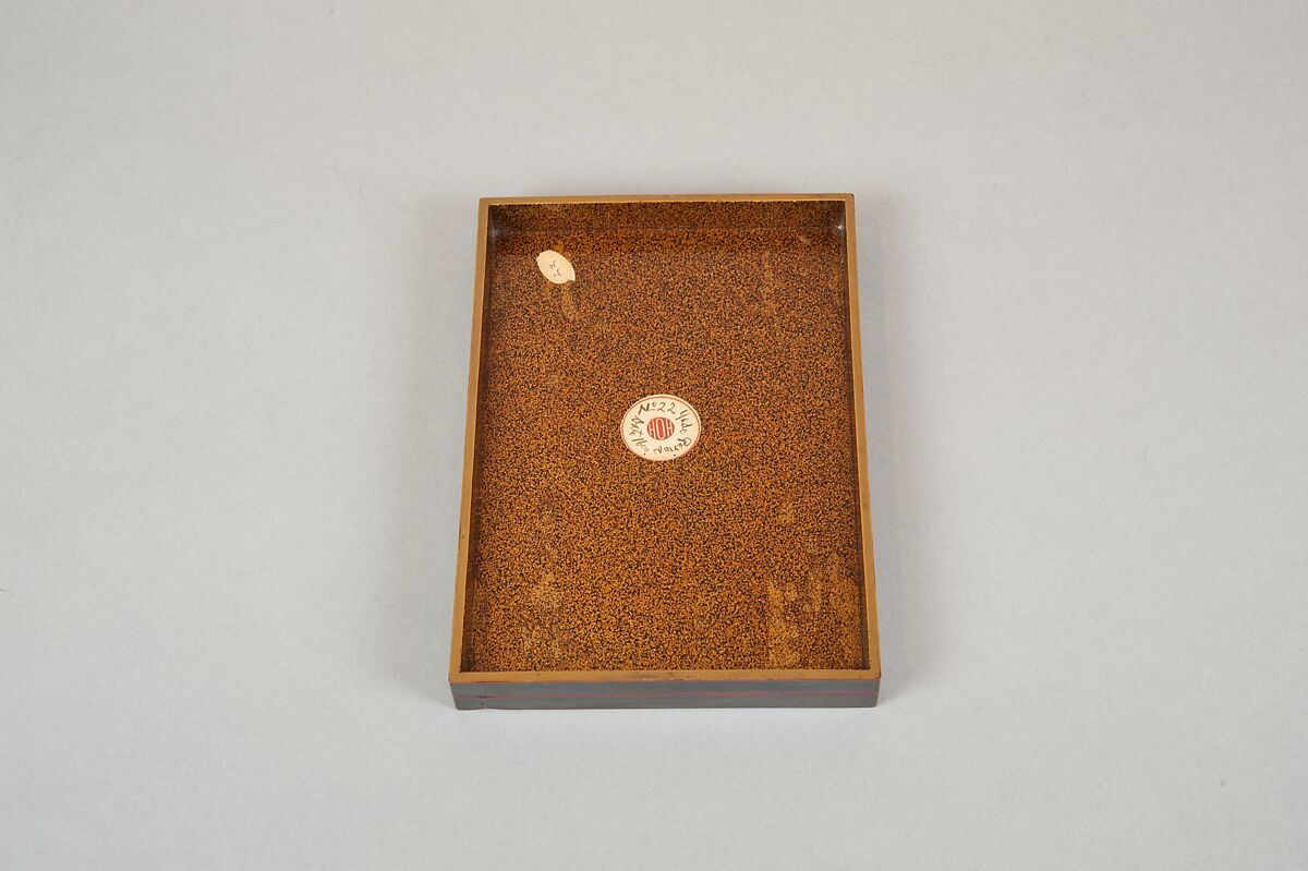 Incense Box with Design of Camellia, Autumn Grasses, and Tree, Gold and silver maki-e on red lacquer, Japan