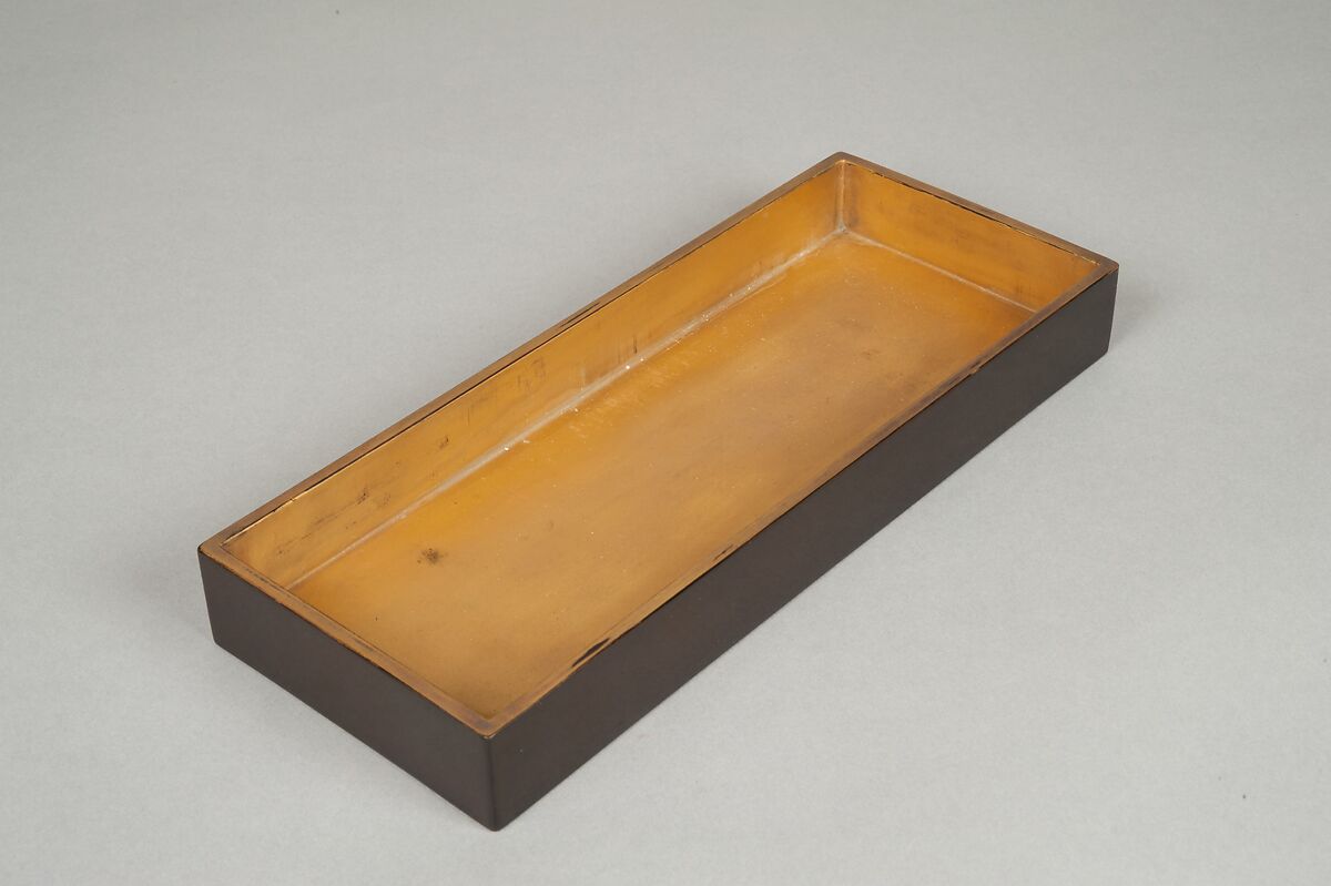 Writing Box with Design of Wild Pink by Fence, Gold maki-e with inlays of ivory and mother-of-pearl on black lacquer, Japan