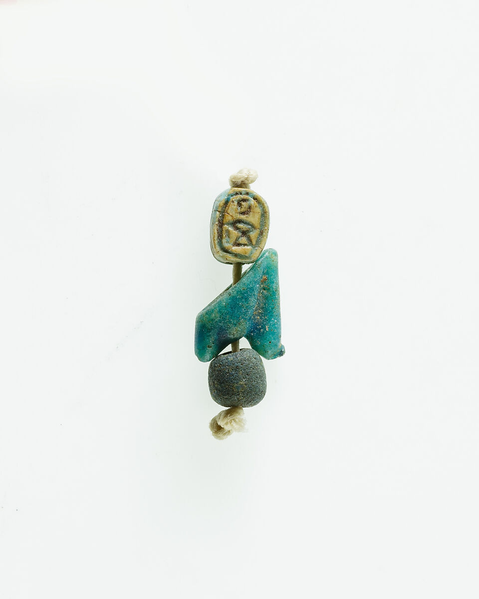 Scarab Inscribed with a Blessing Related to Re, Blue glazed steatite