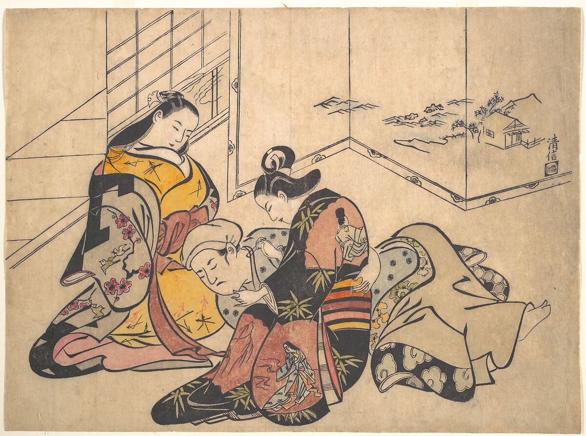 Print, Torii Kiyonobu I (Japanese, 1664–1729), Woodblock print (hand-colored); ink and color on paper, Japan 