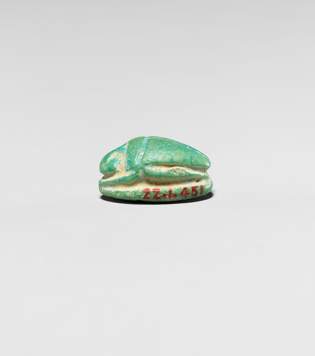 Scarab with Figure of Seth-Baal on a Lion, Faience