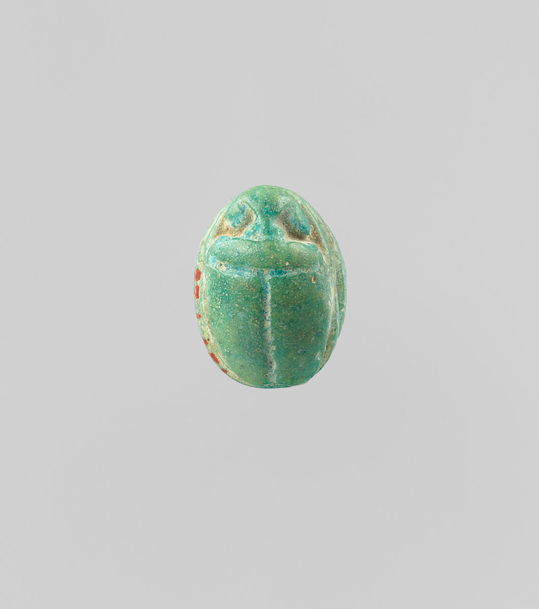 Scarab with Figure of Seth-Baal on a Lion, Faience