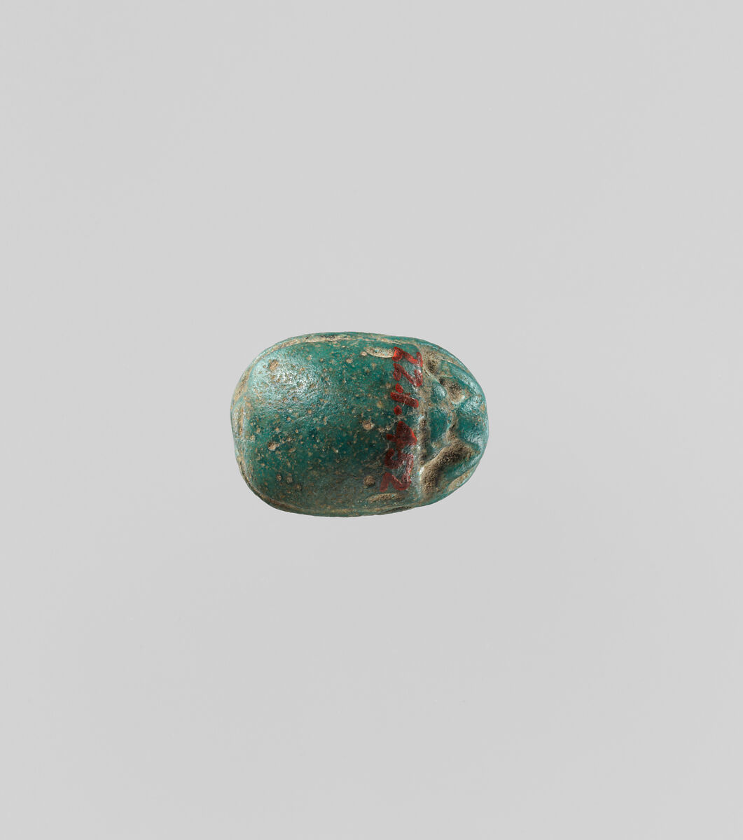 Scarab with the Representation of a Fish, Green glazed faience