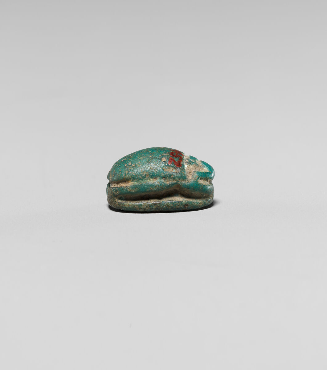 Scarab with the Representation of a Fish, Green glazed faience