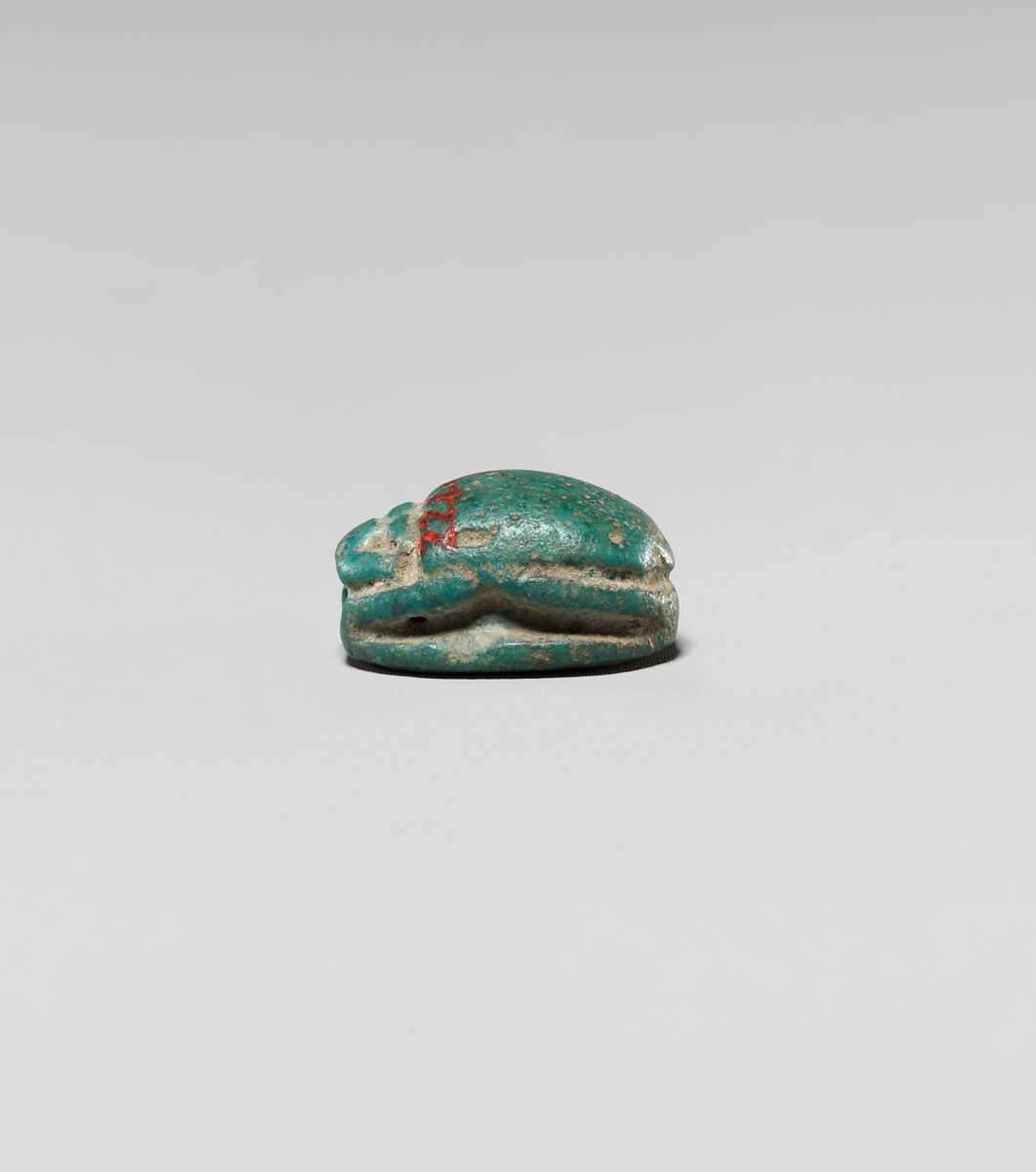 Scarab with the Representation of a Fish, Green glazed faience