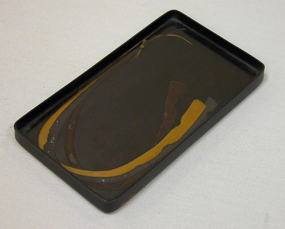 Tray, Style of Shibata Zeshin (Japanese, 1807–1891), Hiramaki-e, cut-out silver foil, gold, silver application, mother-of-pearl application, Japan 