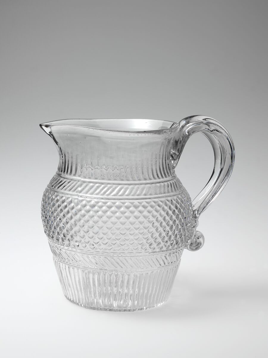 Pitcher, Blown-molded glass, American 