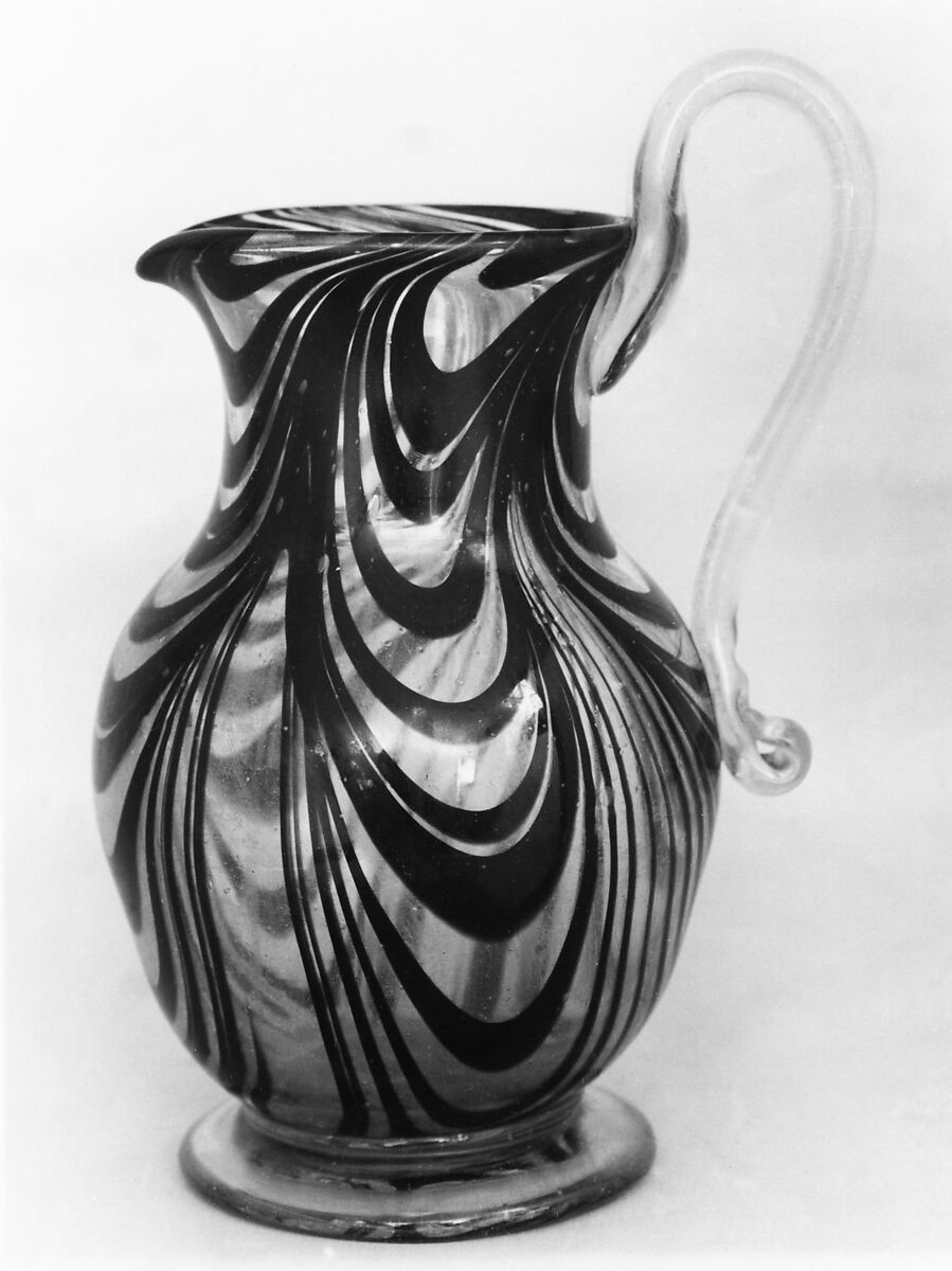 Pitcher, Free-blown glass, American 