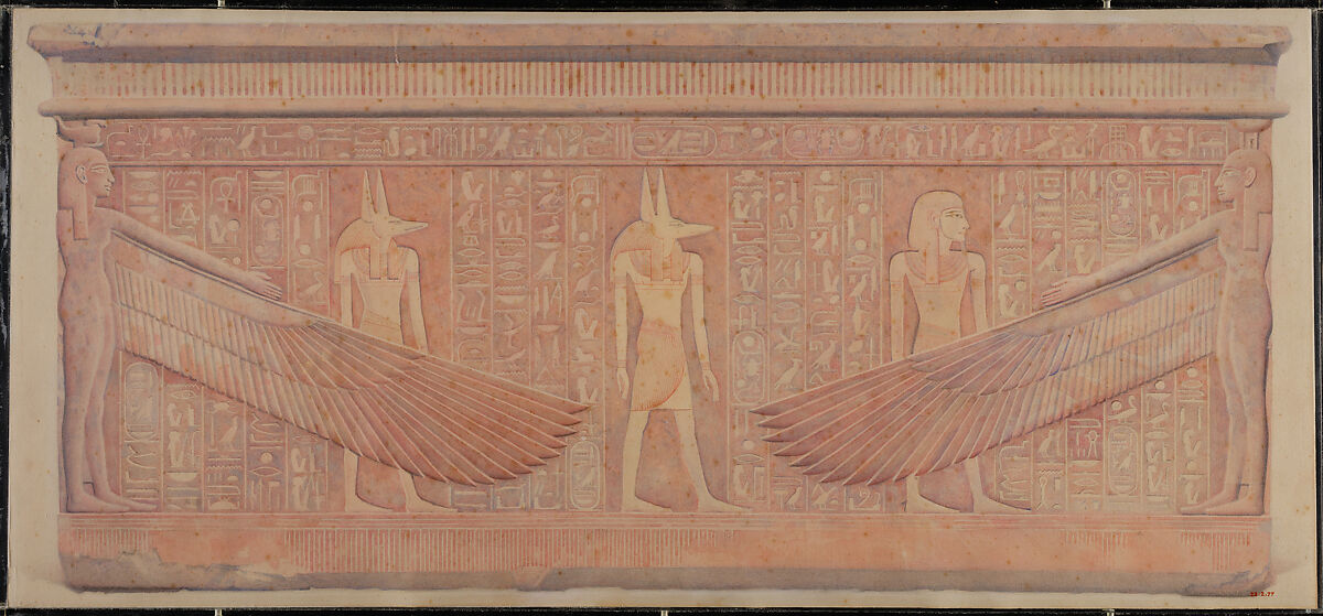 Facsimile of the south side of the sarcophagus of King Haremhab, Lancelot Crane (British, 1880–1918), Tempera on Paper 