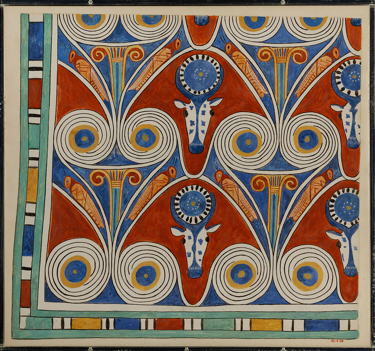 Ceiling Fragment, Tomb of Neferhotep, Charles K. Wilkinson, Tempera on paper 