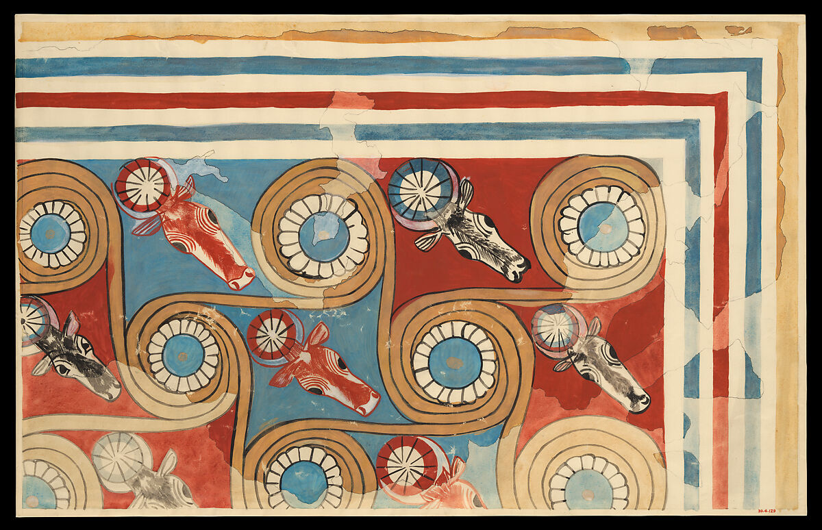 Ceiling Decoration, Palace of Amenhotep III, William J. Palmer-Jones, Tempera on Paper 
