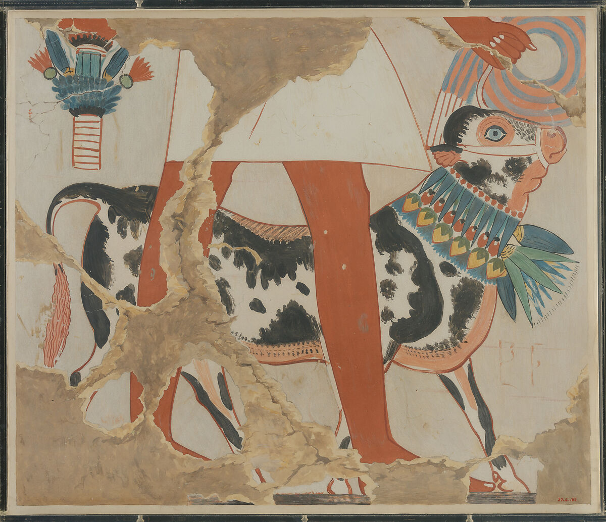 Detail of a Bull from a Procession of Offering Bearers, Hugh R. Hopgood, Tempera on paper 