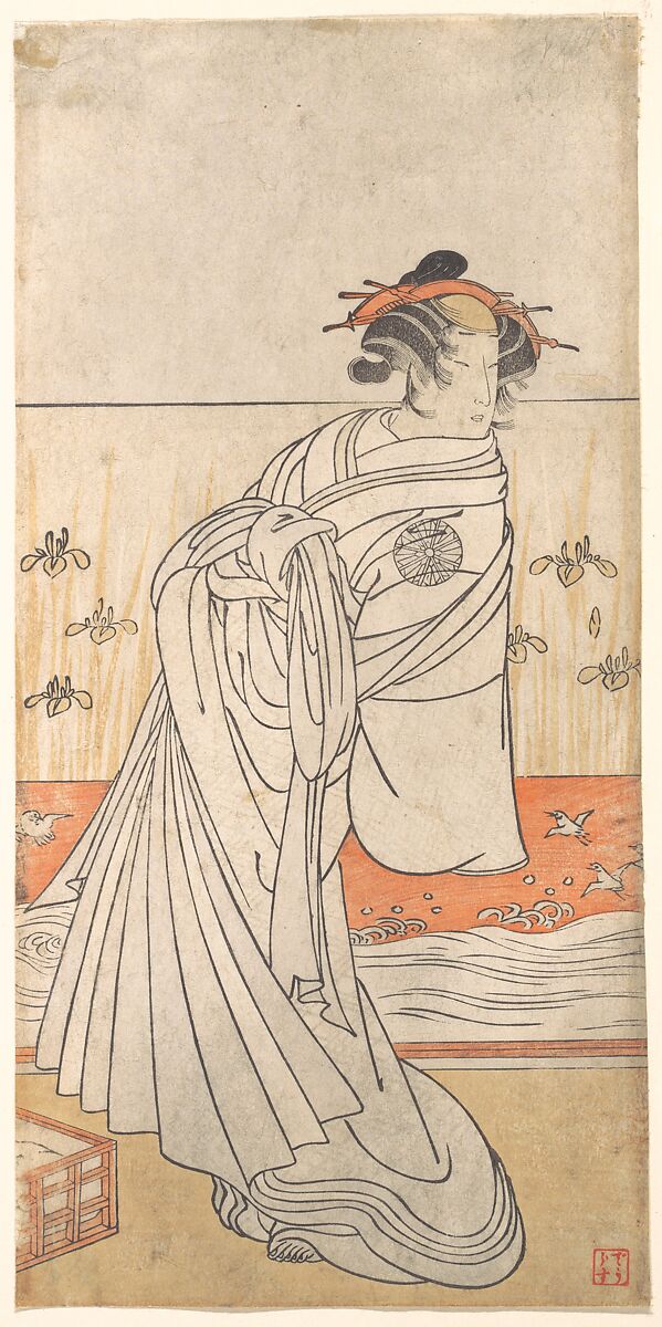 Woman Standing, Unidentified artist, Woodblock print; ink and color on paper, Japan 