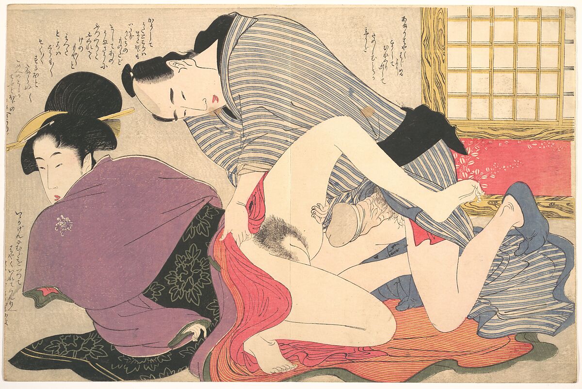 Erotic Print, Kitagawa Utamaro (Japanese, ca. 1754–1806), Woodblock print; ink and color on paper, Japan 