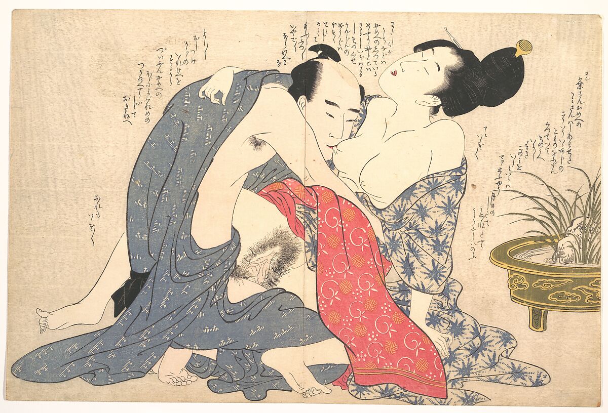 Erotic Print, Kitagawa Utamaro (Japanese, ca. 1754–1806), Woodblock print; ink and color on paper, Japan 