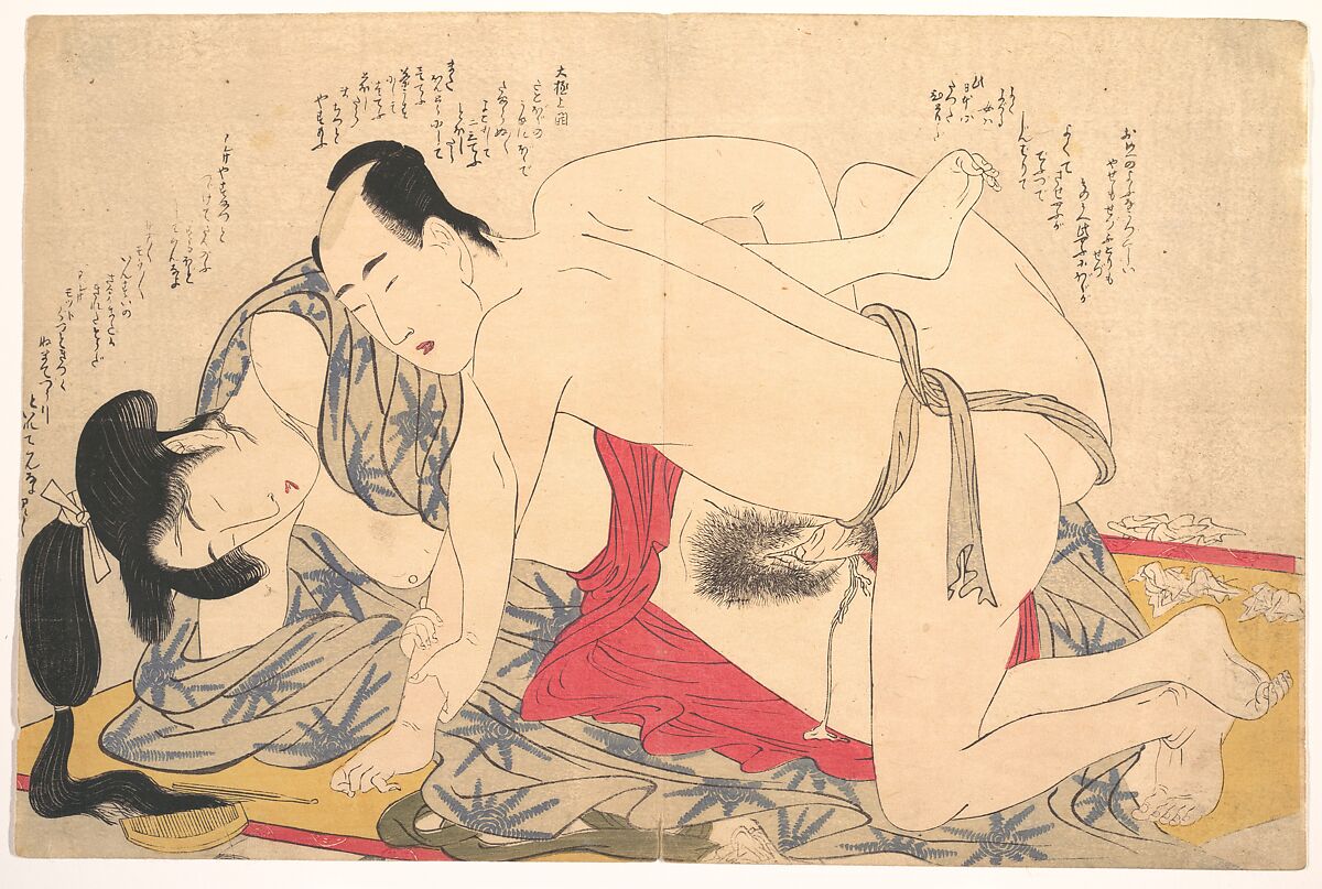 Erotic Print, Kitagawa Utamaro (Japanese, ca. 1754–1806), Woodblock print; ink and color on paper, Japan 