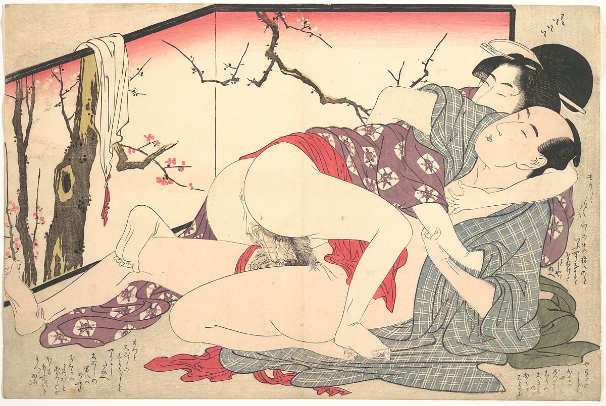 Erotic Print, Kitagawa Utamaro (Japanese, ca. 1754–1806), Woodblock print; ink and color on paper, Japan 