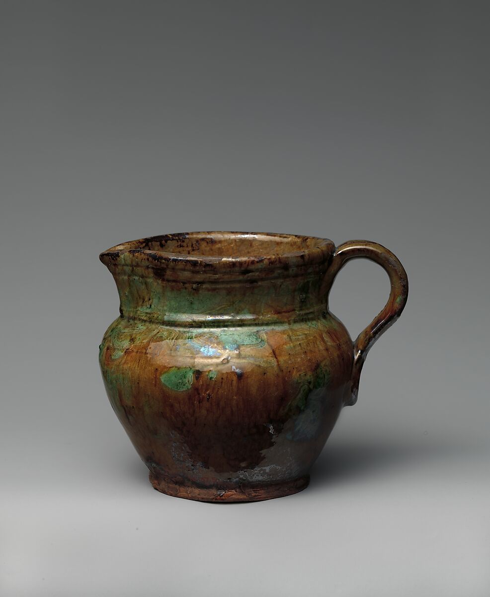 Pitcher, Earthenware, slip decorated, American 