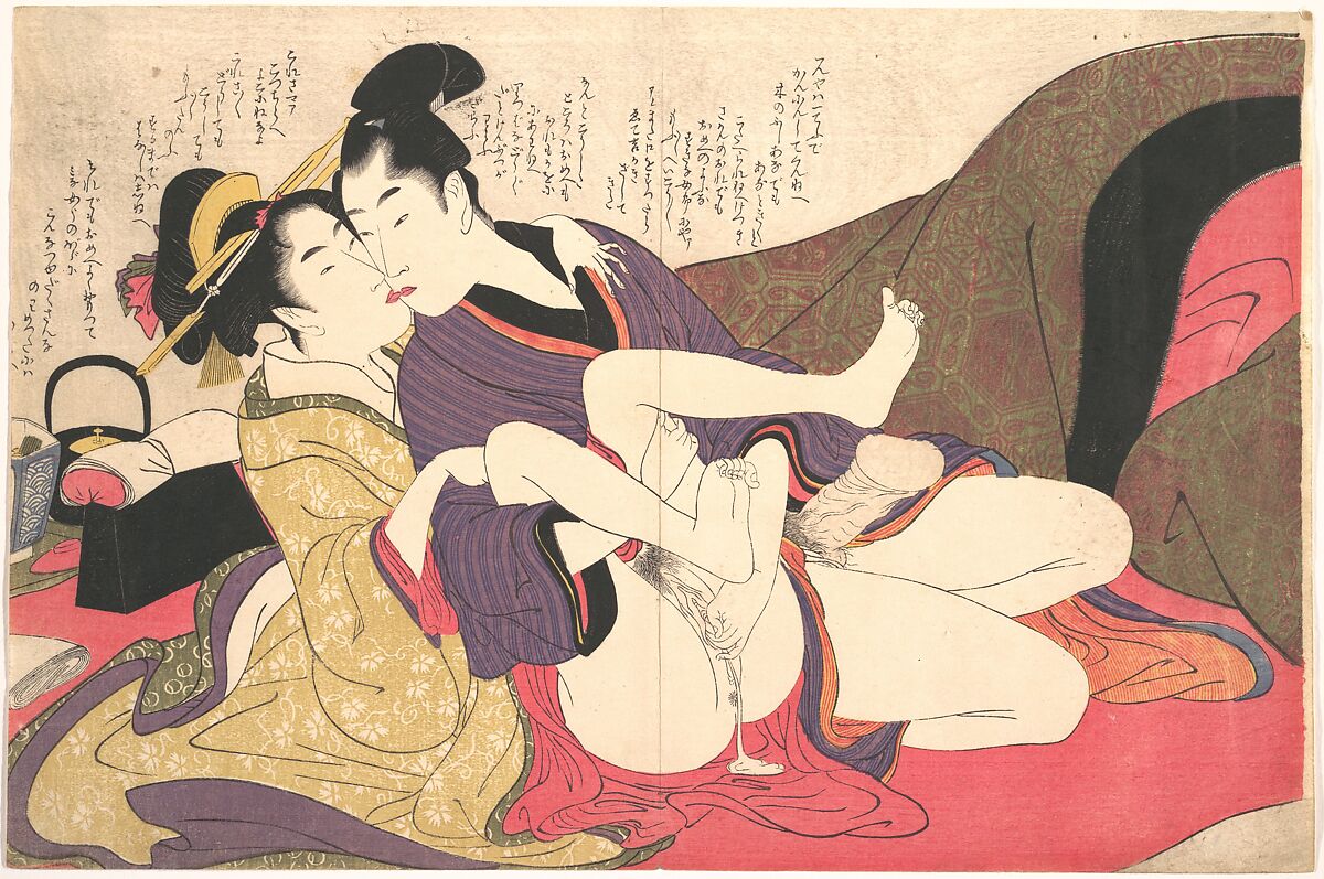 Erotic Print, Kitagawa Utamaro (Japanese, ca. 1754–1806), Woodblock print; ink and color on paper, Japan 