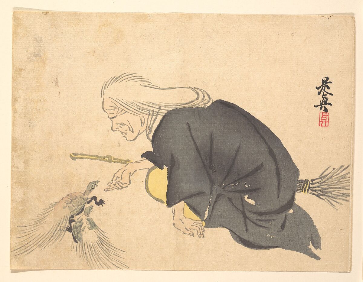 Uba, Shibata Zeshin (Japanese, 1807–1891), Woodblock print; ink and color on paper, Japan 