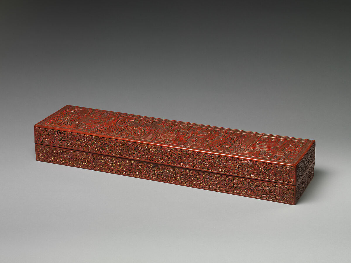 Presentation Box, Carved red lacquer with gilded ground, China 