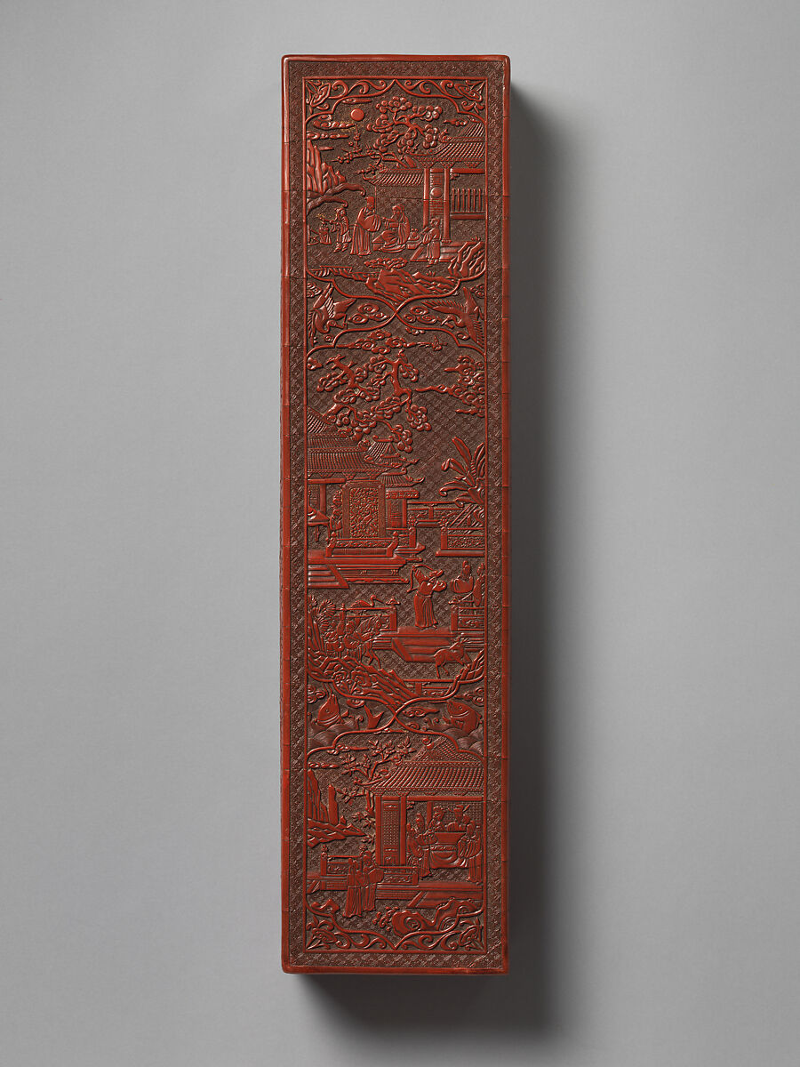 Presentation Box, Carved red lacquer with gilded ground, China