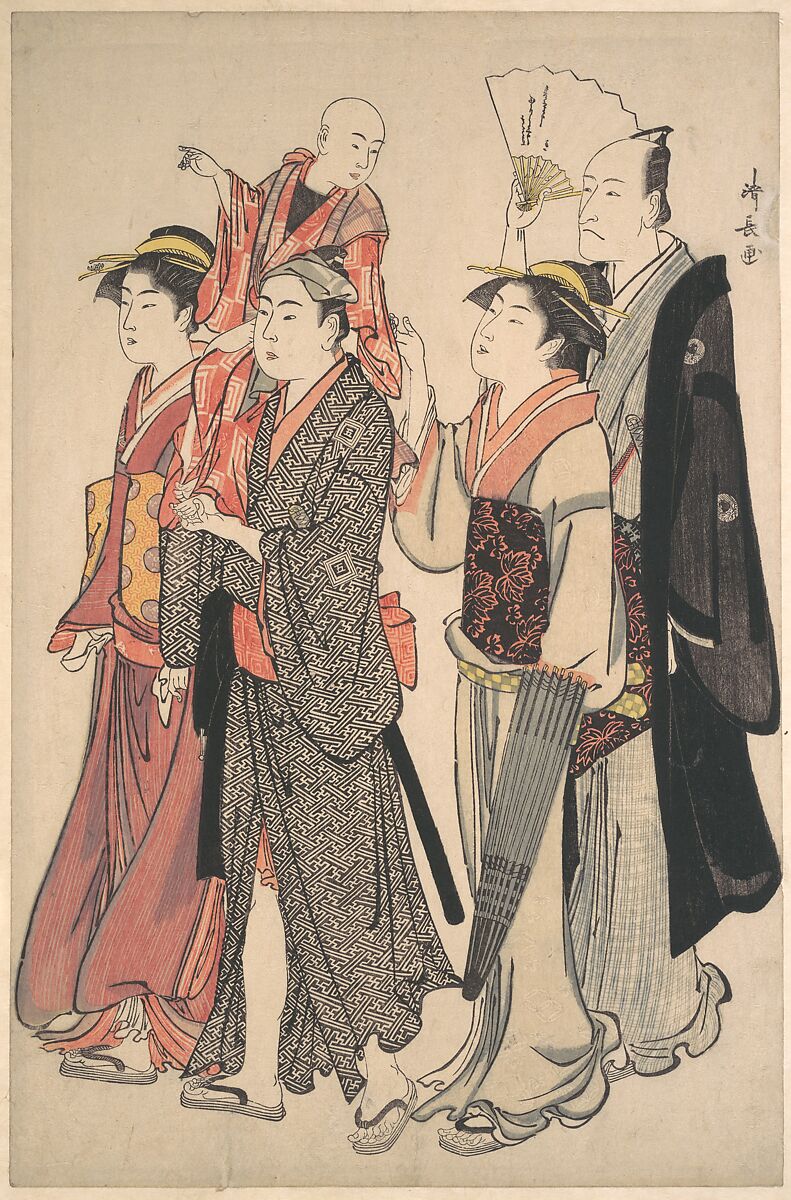 Ichikawa Danjuro V and His Family, Torii Kiyonaga (Japanese, 1752–1815), Woodblock print; ink and color on paper, Japan 