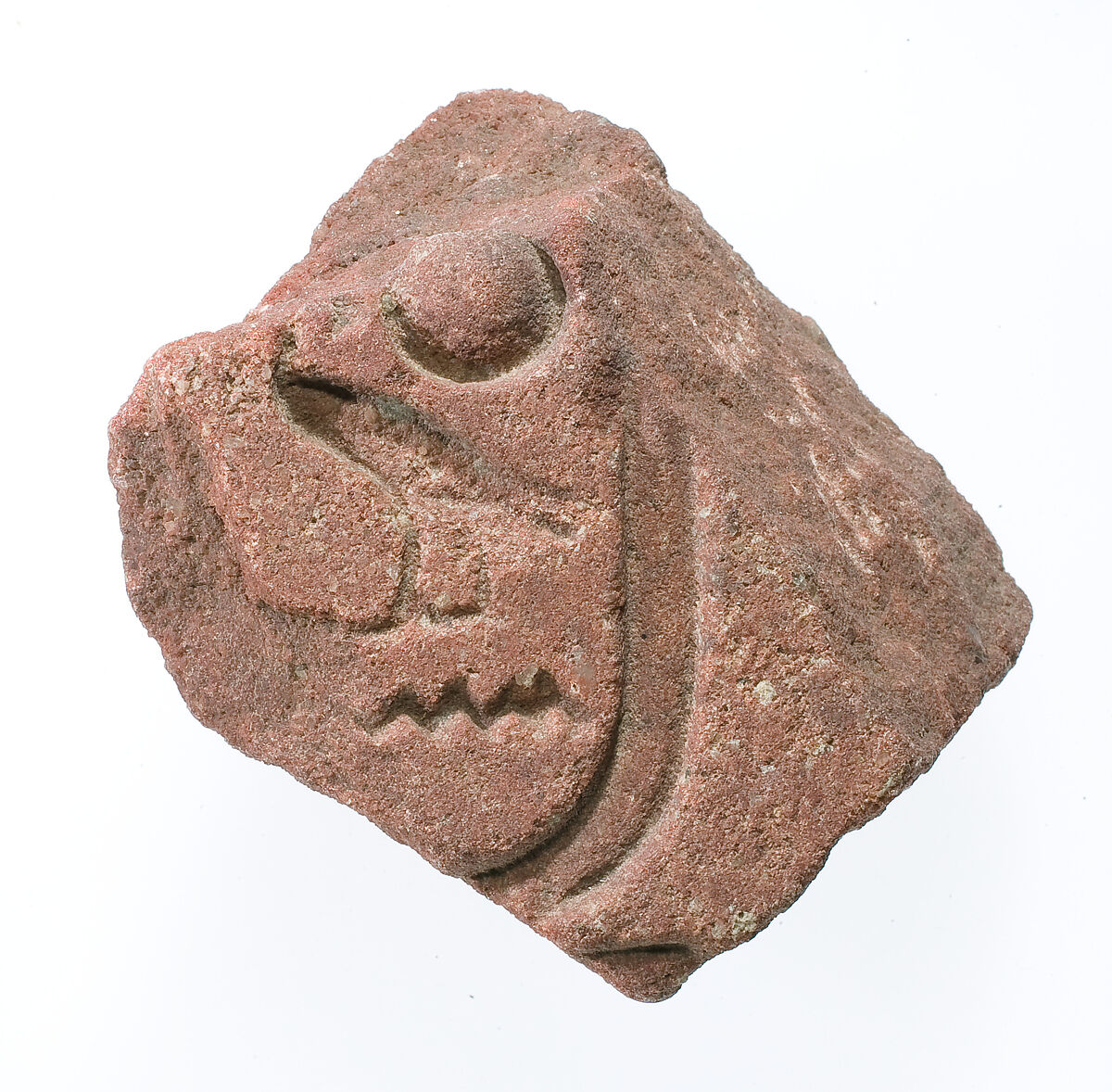 Fragment with the cartouche of Akhenaten, Red quartzite 