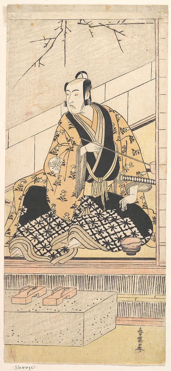 The Actor Matsumoto Koshiro IV Seated in an Outer Room, Katsukawa Shun&#39;ei 勝川春英 (Japanese, 1762–1819), Woodblock print; ink and color on paper, Japan 