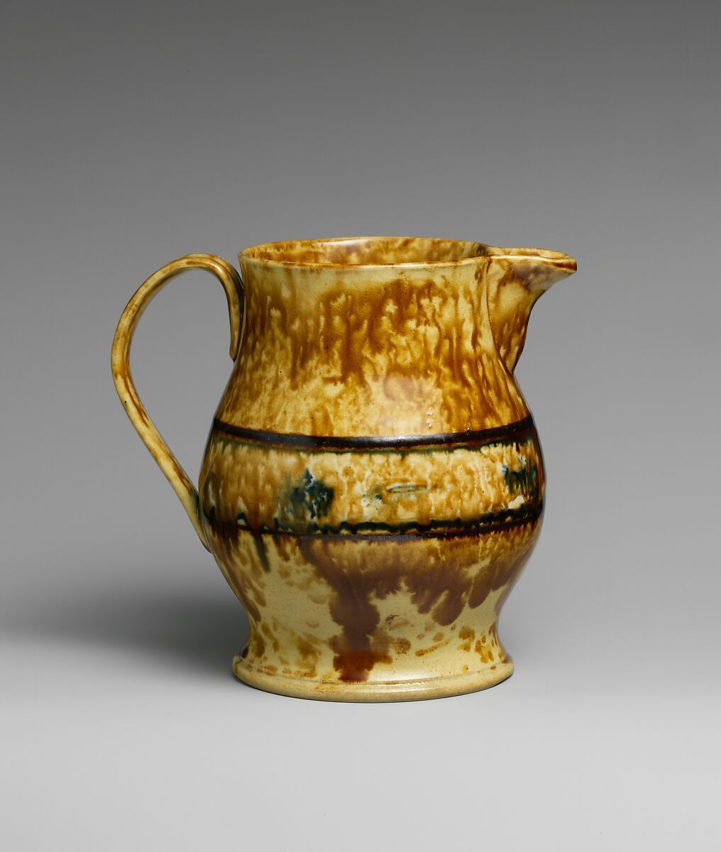 Pitcher, Mottled brown earthenware, American 