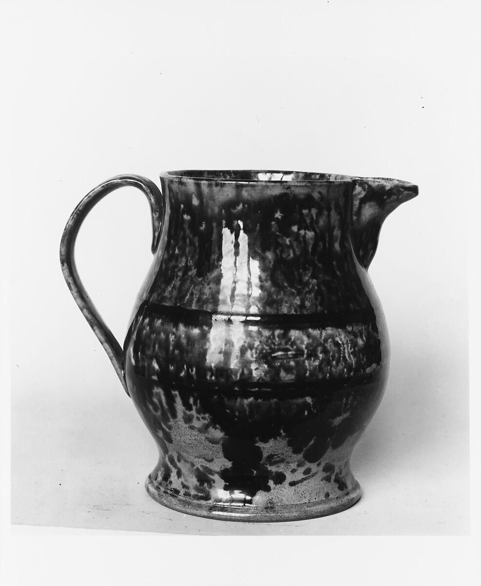 Pitcher, Mottled brown earthenware, American