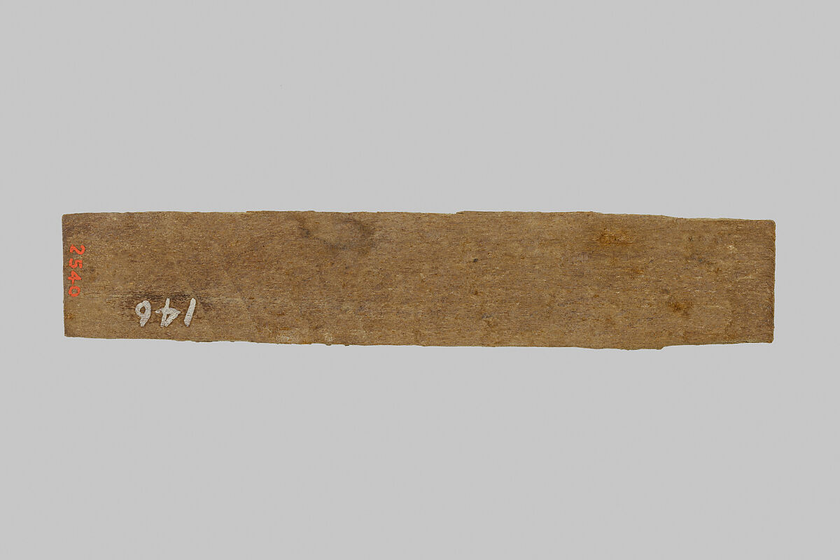 Fragment of a mummy label, Wood, pigment