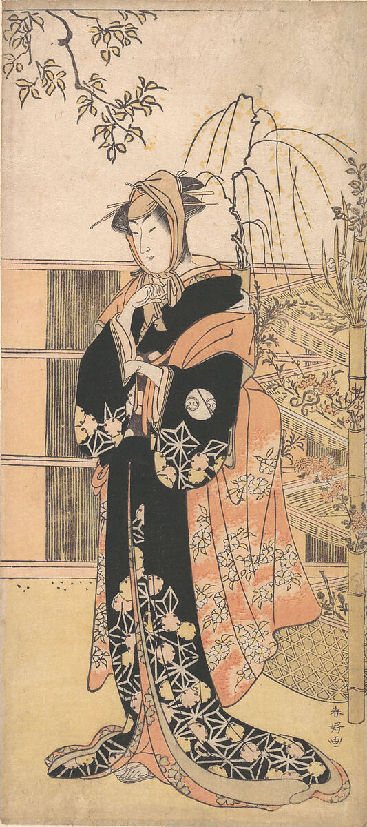 Kabuki Actor Segawa Kikunojō III in a Woman’s Role, Katsukawa Shunkō (Japanese, 1743–1812), Woodblock print; ink and color on paper, Japan 