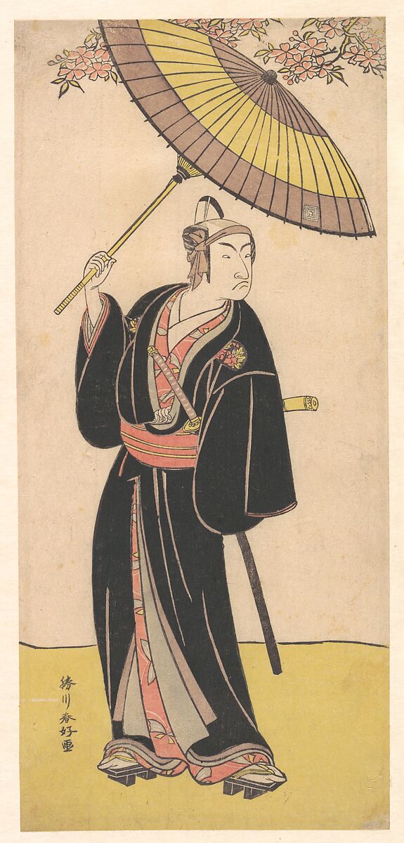Ichikawa Monosuke III in the Role of the Otokodate Sukeroku, Katsukawa Shunkō (Japanese, 1743–1812), Woodblock print; ink and color on paper, Japan 