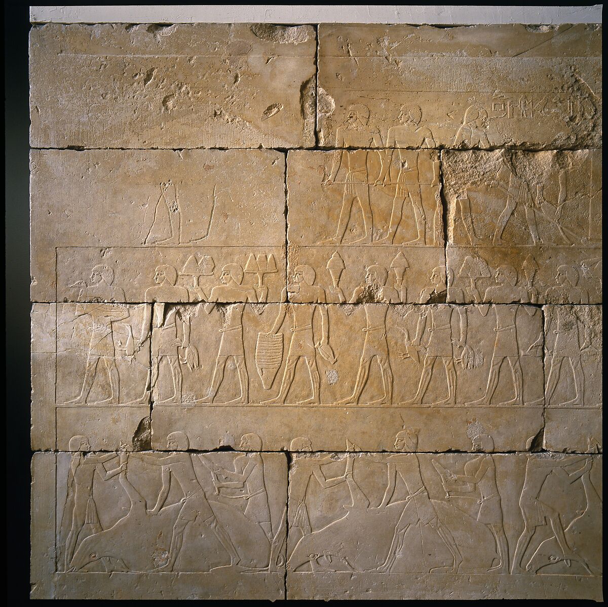 Tomb chapel of Raemkai: North wall of the entrance corridor, Limestone, paint 