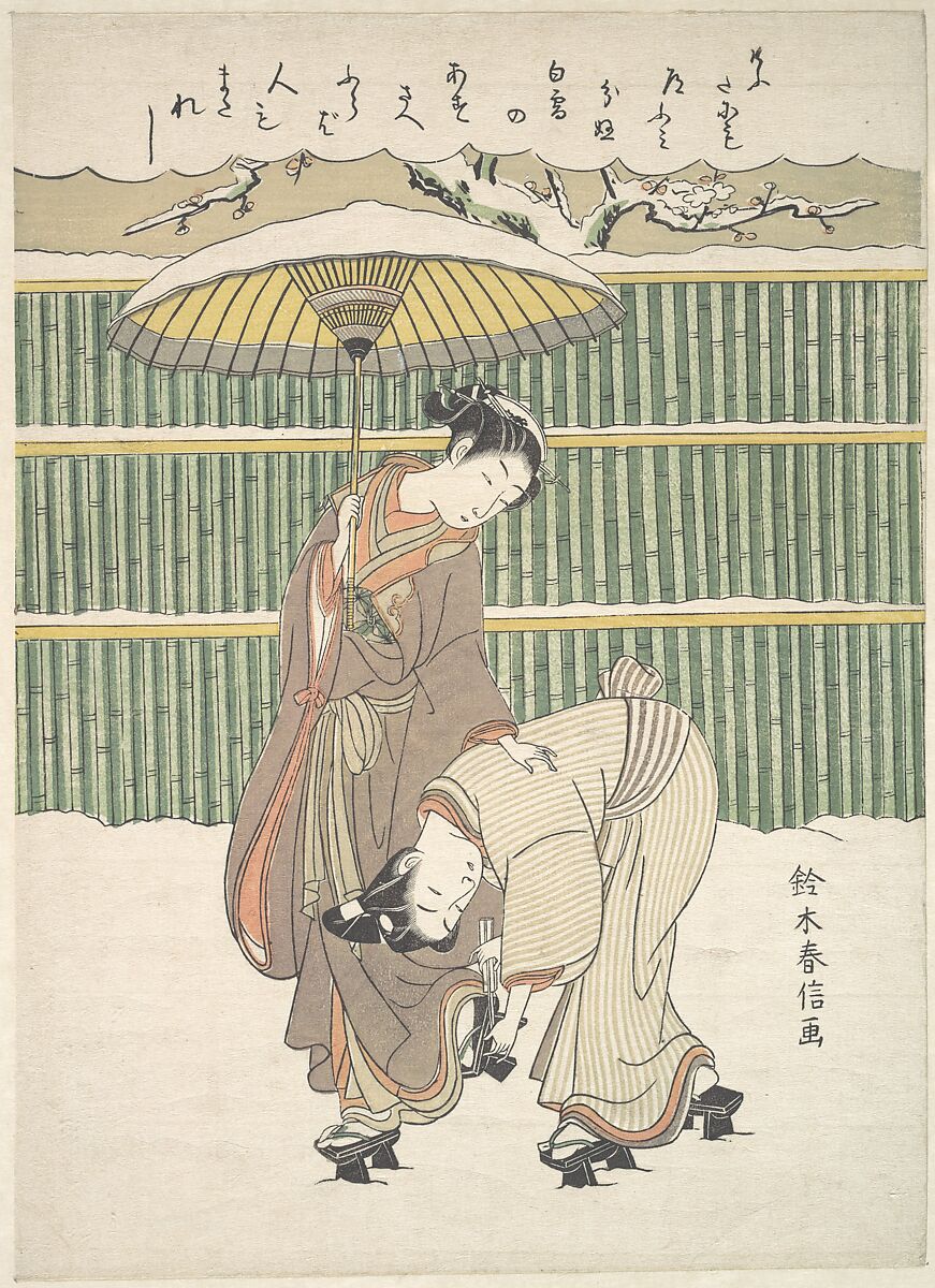 Untitled, Suzuki Harunobu (Japanese, 1725–1770), Woodblock print; ink and color on paper, Japan 